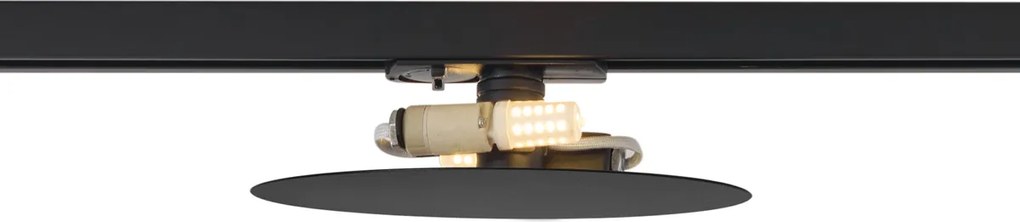 Plafonieră modernă neagră pentru sistem de șină monofazat cu 2 lumini - Iconic Pulley