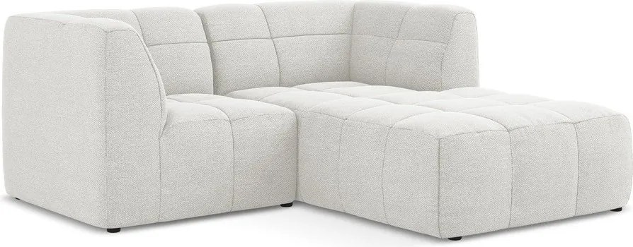 Colțar alb cu tapițerie din țesătură bouclé (cu colț pe partea dreaptă/cu șezlong) Aloha – Makamii