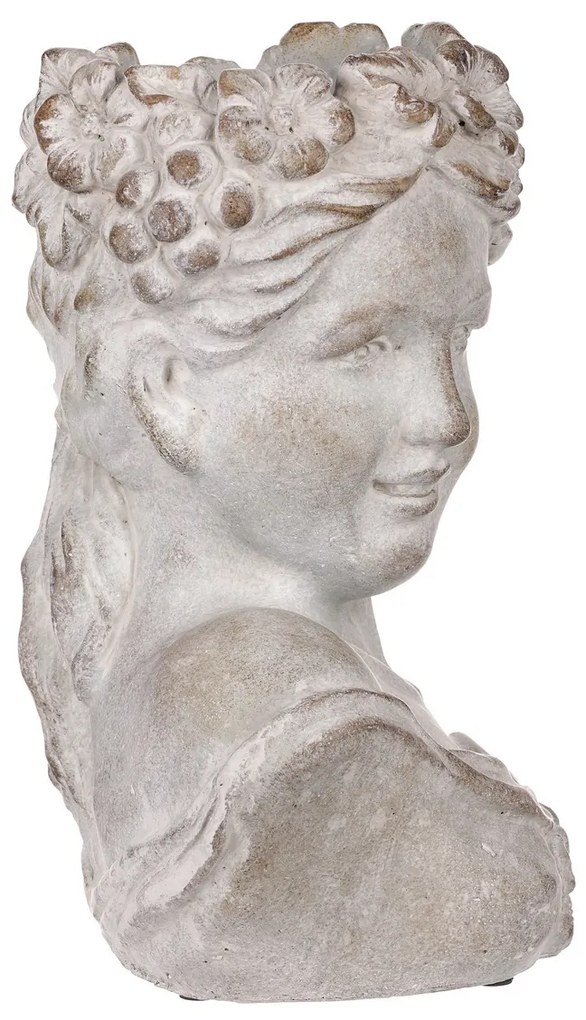 Cap de femeie din beton Bysta, diametru 23 cm, 23x 17 x 30 cm