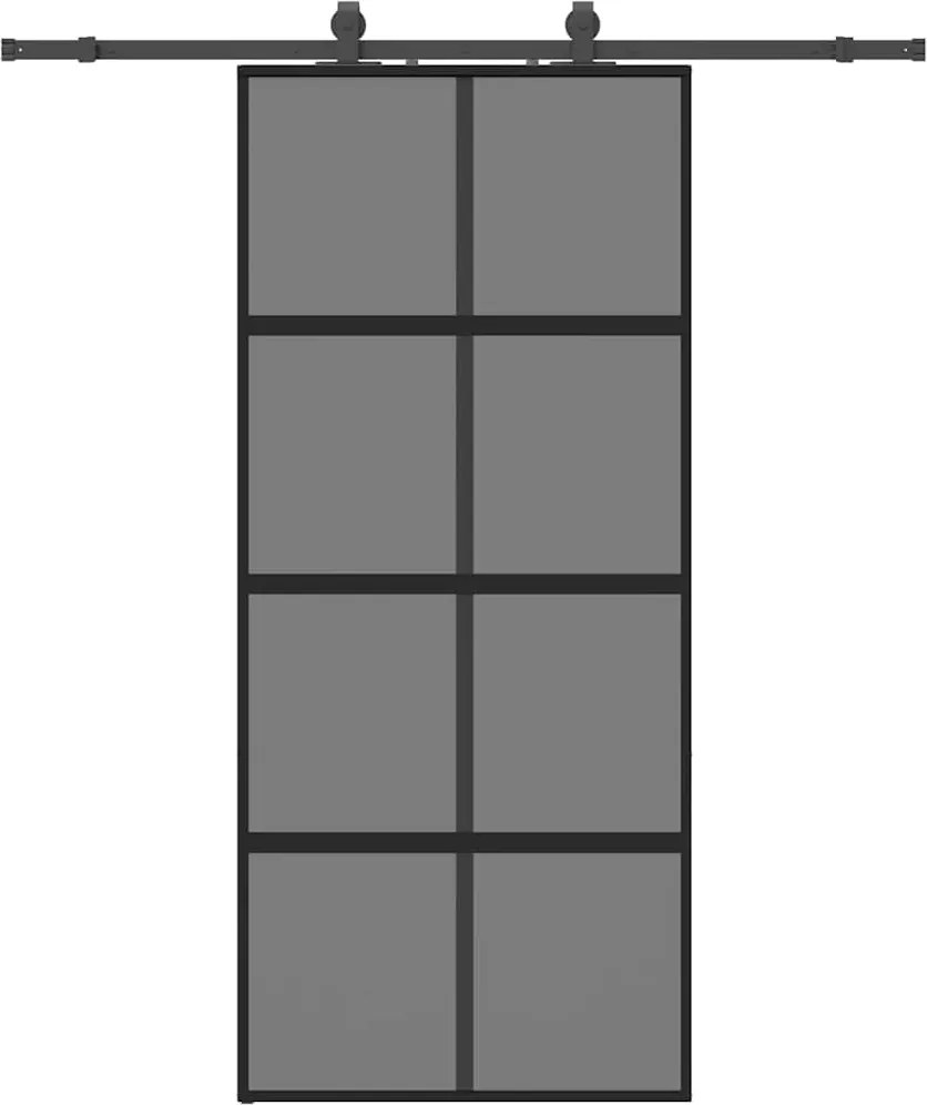 vidaXL Ușă glisantă cu set feronerie neagră 90x205cm sticlă securizată