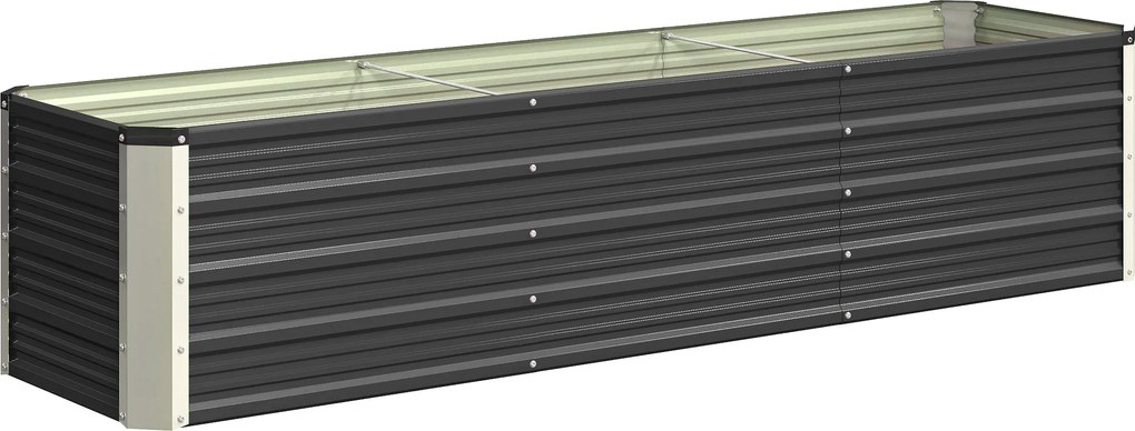 Outsunny Jardiniță înălțată din oțel cu mănuși, pat pătrat pentru grădină pentru flori, ierburi, legume, 183 x 47 x 40 cm, gri | Aosom Romania