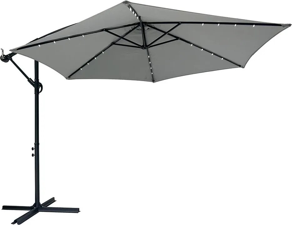 Umbrelă de soare reglabilă AVENBERG SUNNY LED 300, diametru 3M, gri
