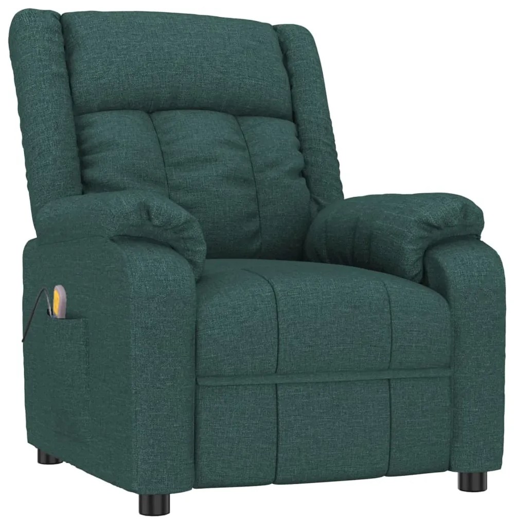 348126 vidaXL Fotoliu de masaj, verde închis, material textil