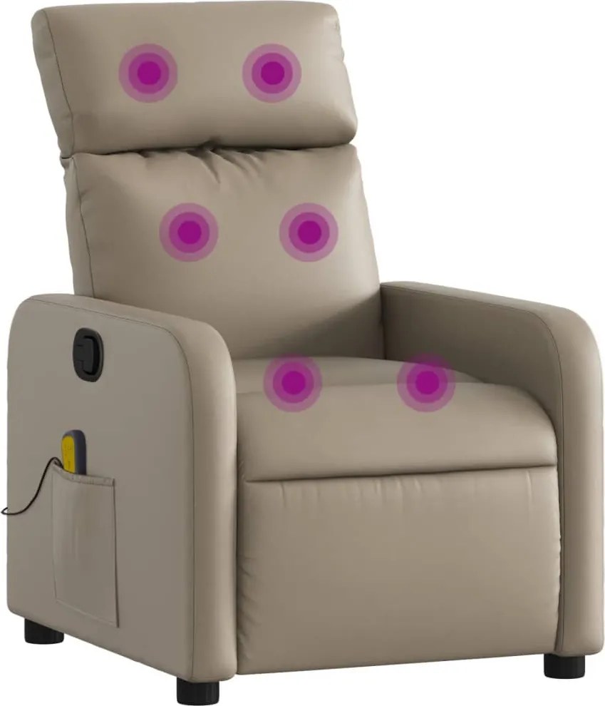 vidaXL Fotoliu de masaj rabatabil, cappuccino, piele ecologică