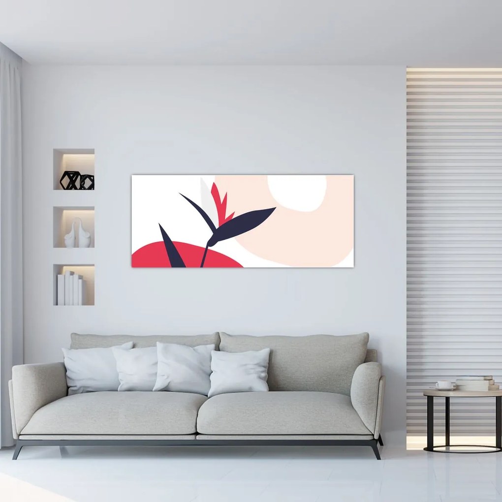 Tablou - Abstracție florală roz N⁰1 (120x50 cm)