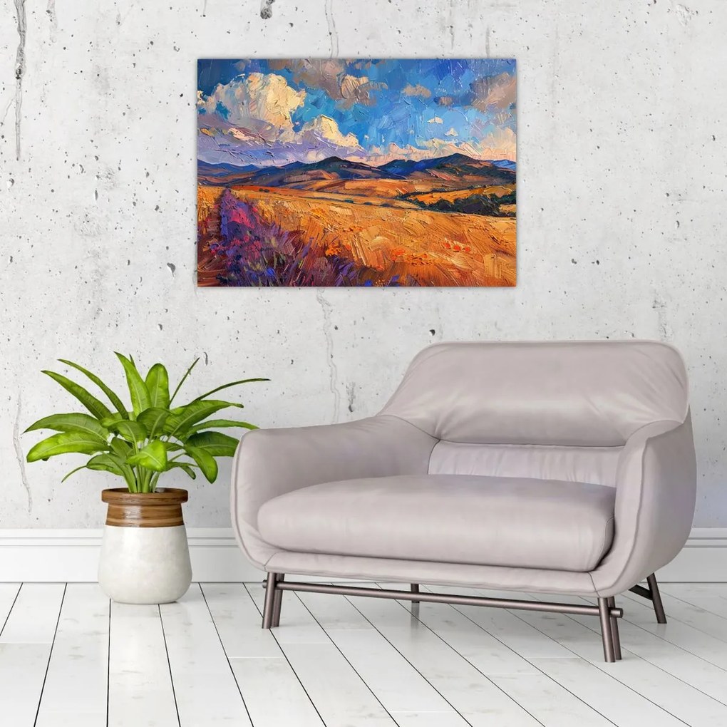 Tablou pe sticlă - Pictură în ulei de peisaj (70x50 cm)