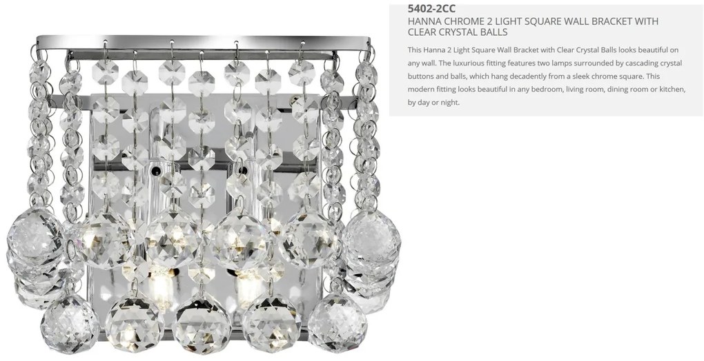 Aplica perete eleganta design modern Hanna 5402-2CC SRT