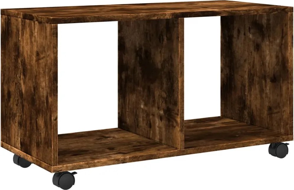 vidaXL Dulap cu roți, stejar fumuriu, 72x33x42,5cm, lemn prelucrat