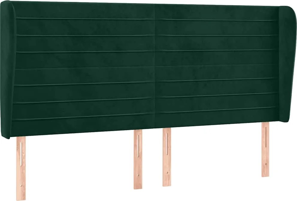 vidaXL Tăblie pat cu aripioare verde închis 183x23x118/128 cm catifea