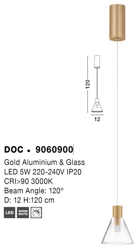 Pendul LED design modern minimalist DOC auriu