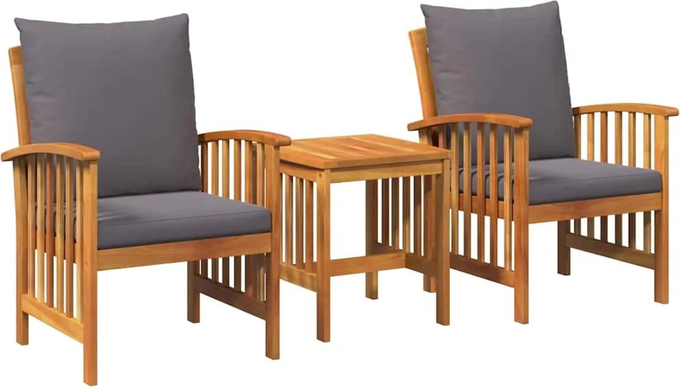 vidaXL Set de canapele pentru grădină cu pernă 3 pcs Ulei Natural