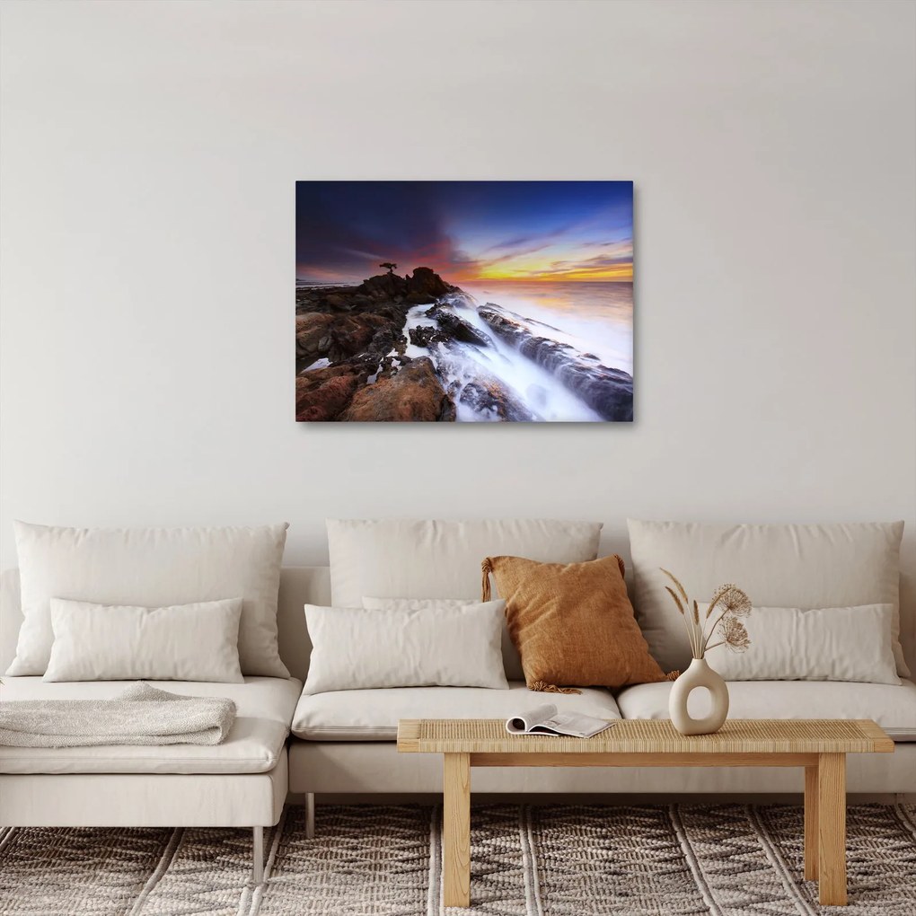 Tablou cu munți în ceață (70x50 cm)
