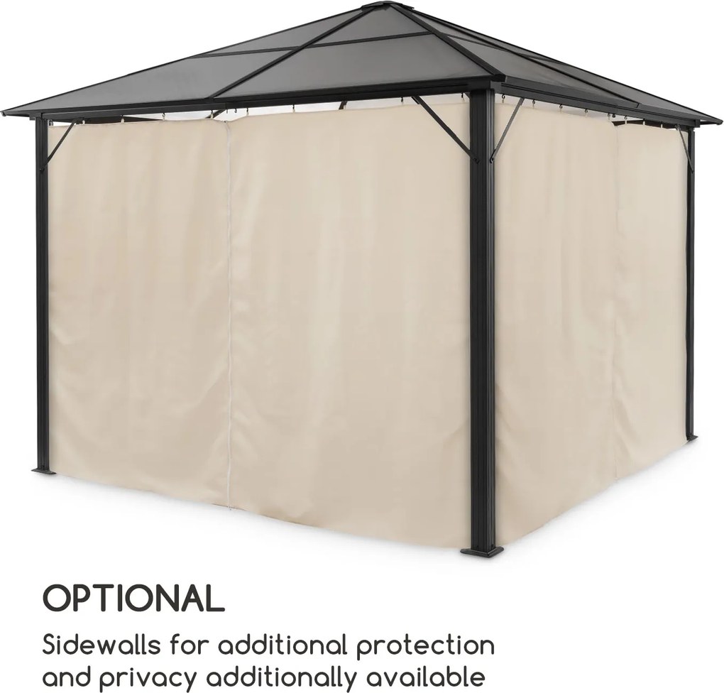 Blumfeldt Pantheon Solid Sky Ambient Solar, pavilion cu acoperiș gri, 3 × 3 m, policarbonat, aluminiu, iluminat