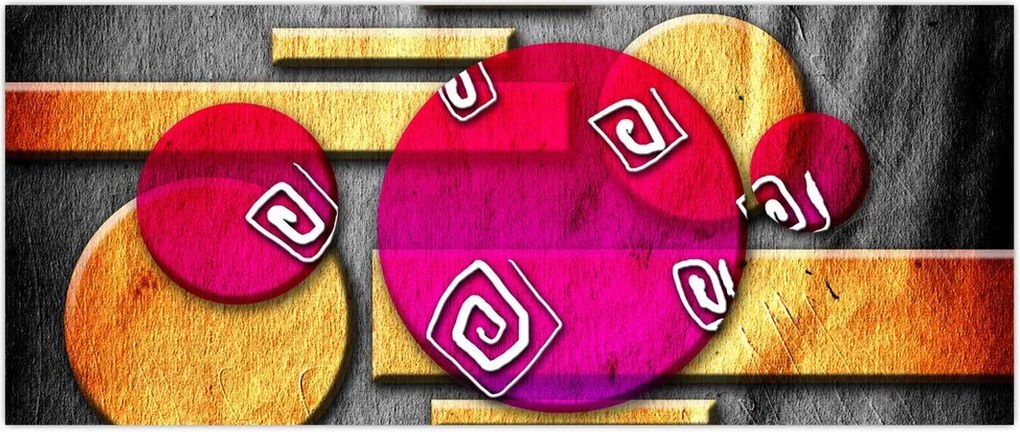 Tablou abstract cu simboluri istorice (120x50 cm)