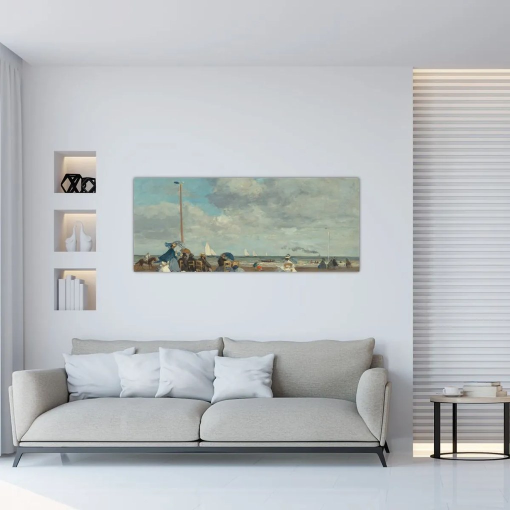 Tablou - Eugène Boudin, Beach at Trouville, reproducere (120x50 cm)