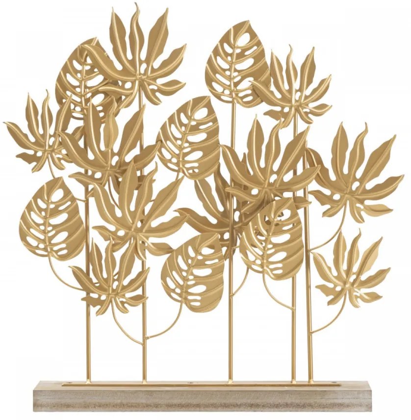Decoratiune frunze exotice aurii din metal, 56x10x57,5 cm, Palm Mauro Ferretti