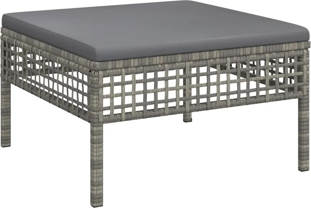 vidaXL Taburet de grădină cu pernă, gri, poliratan