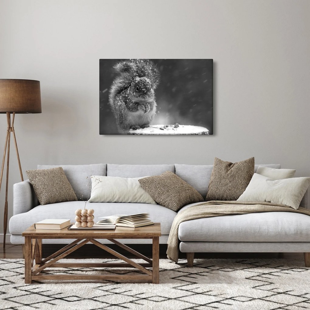 Tablou - Veveriță în timpul iernii (90x60 cm)