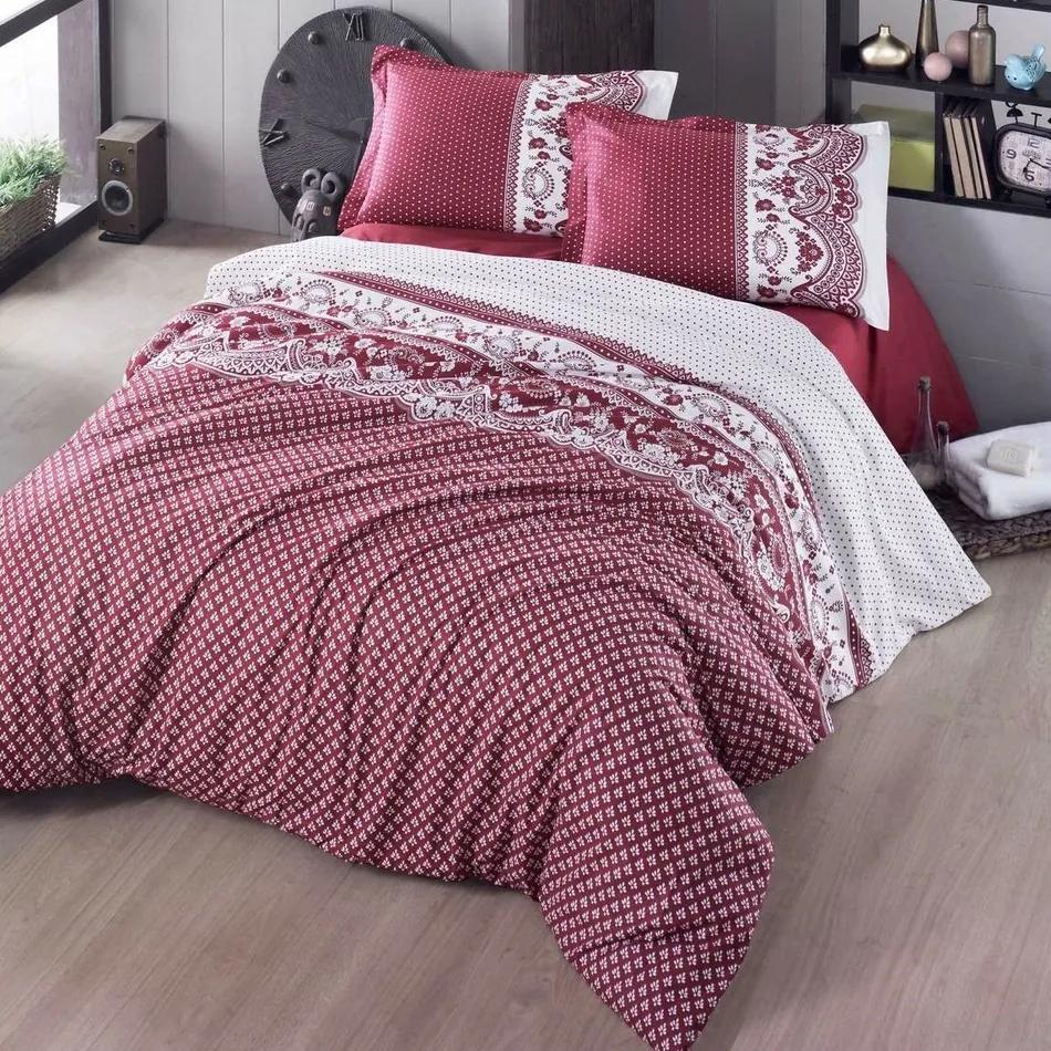 Lenjerie de pat din bumbac Canzone roșie, 140 x 220 cm, 70 x 90 cm, 140 x 220 cm, 70 x 90 cm