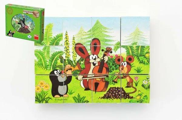 Cuburi cubus Mole si prietenii wood 12pcs in a box 22x17x4cm