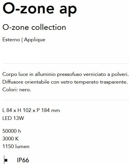Aplica Spot LED Exterior, Negru, Protectie IP66, O-zone ap