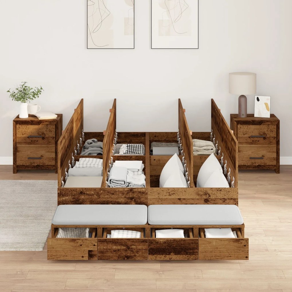vidaXL Cadru de pat din lemn vechi 120x200 cm