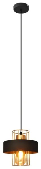 Lustră pe cablu VOLTA 1xE27/15W/230V neagră/aurie