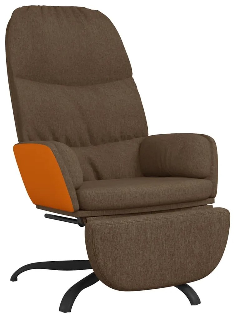 3097397 vidaXL Scaun de relaxare cu taburet, maro, material textil