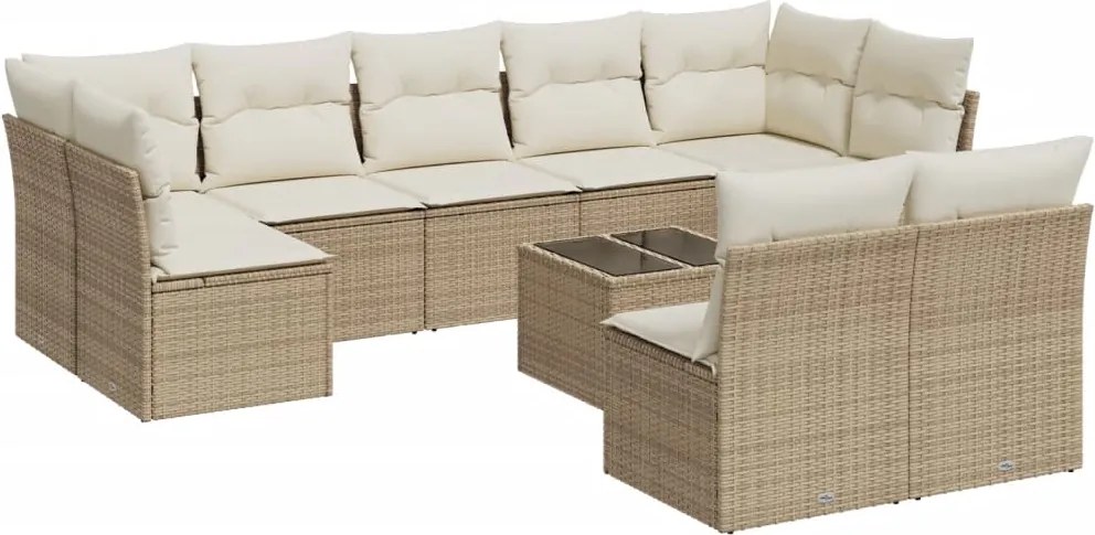 vidaXL Set canapele de grădină cu perne, 10 piese, bej, poliratan