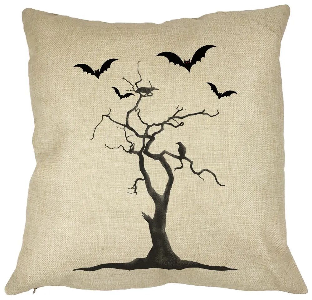 Perna Decorativa cu motiv de Halloween 3, 40x40 cm, Husa Detasabila, Burduf