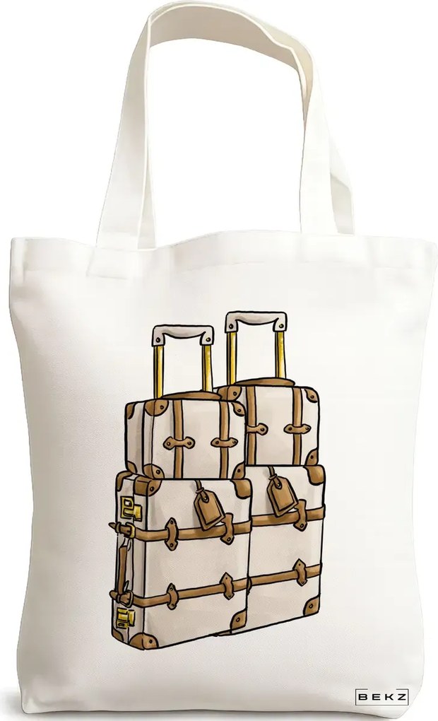 Sacosa de Panza pentru Cumparaturi, Geanta Tote Travel Girl 17, 38x34.5 cm, Alba, BEKZ®