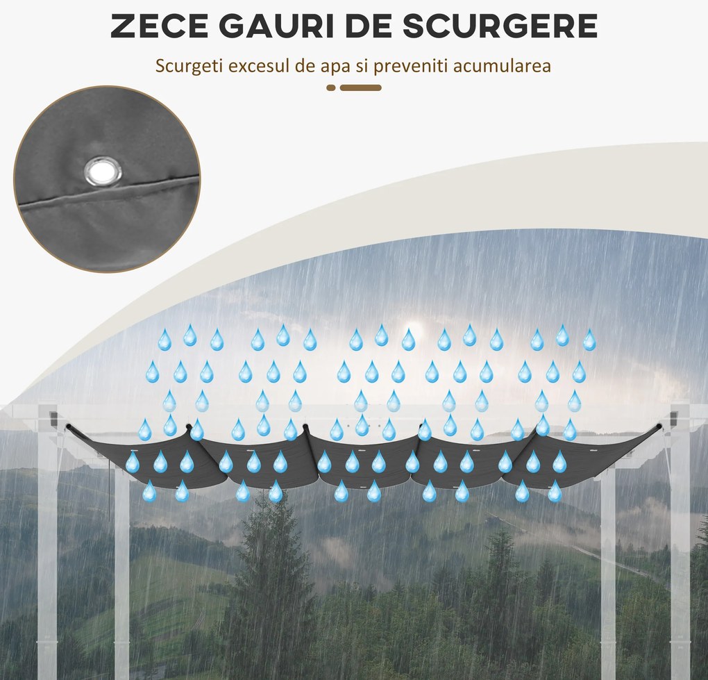 Outsunny Copertina retractabila pentru pergola, Copertina de rezerva din material textil pentru pergola de 3 x 3 (m), gri inchis | AOSOM RO