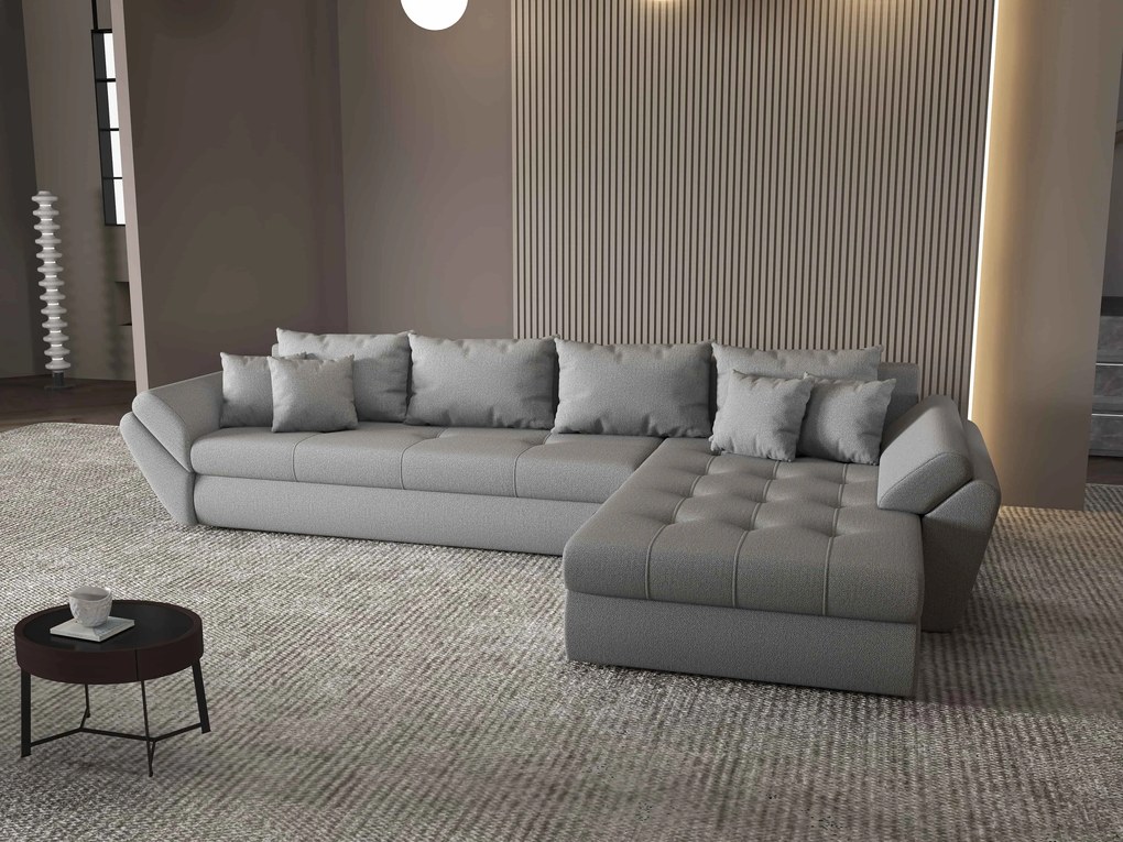 Colțar extensibil dumonde cu ladă de depozitare si sezut confortabil din spuma high-density, Loana XL Enjoy Gri II 335x185 cm