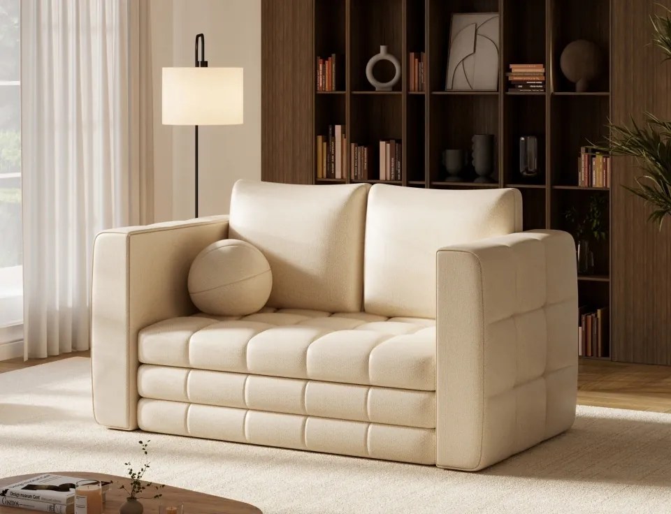 Canapea Kastol , light beige plush extensibil, 137x71x74 cm – Avexin 18