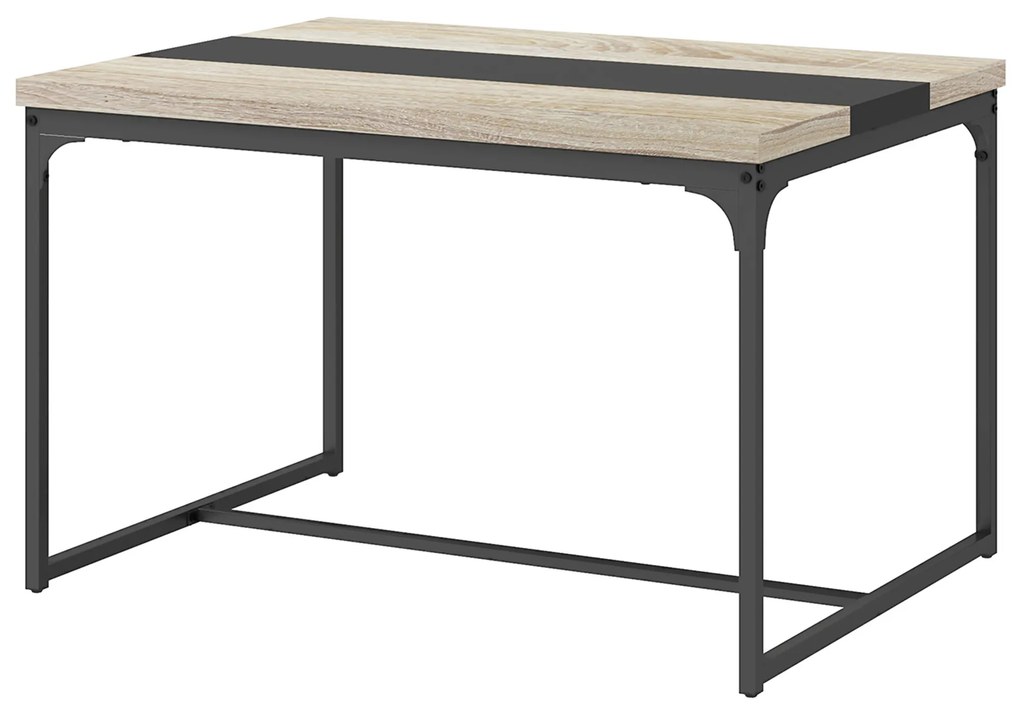 HOMCOM Masă de dining pentru 6 persoane, stil industrial în metal negru și lemn, dim. 120L x 89l x 75,5H cm | Aosom Romania