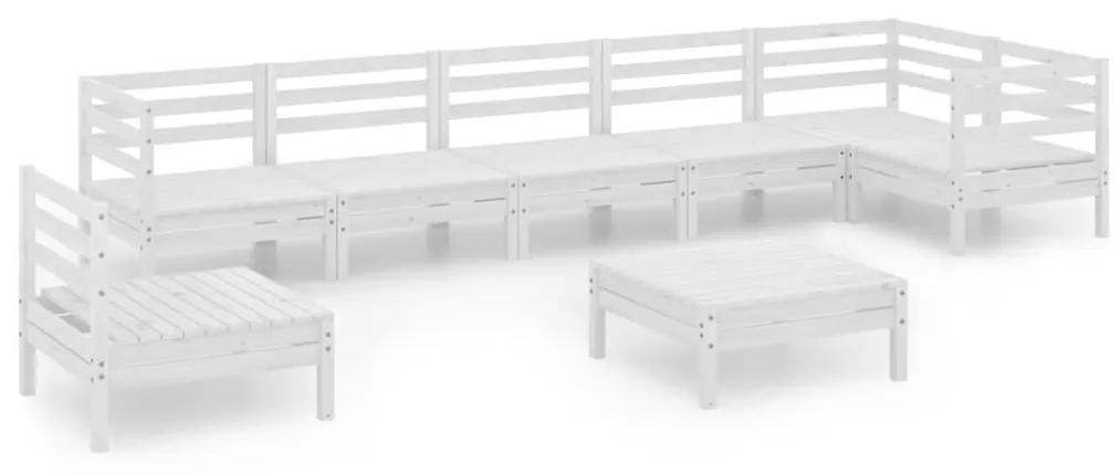3082743 vidaXL Set mobilier de grădină, 8 piese, alb, lemn masiv de pin