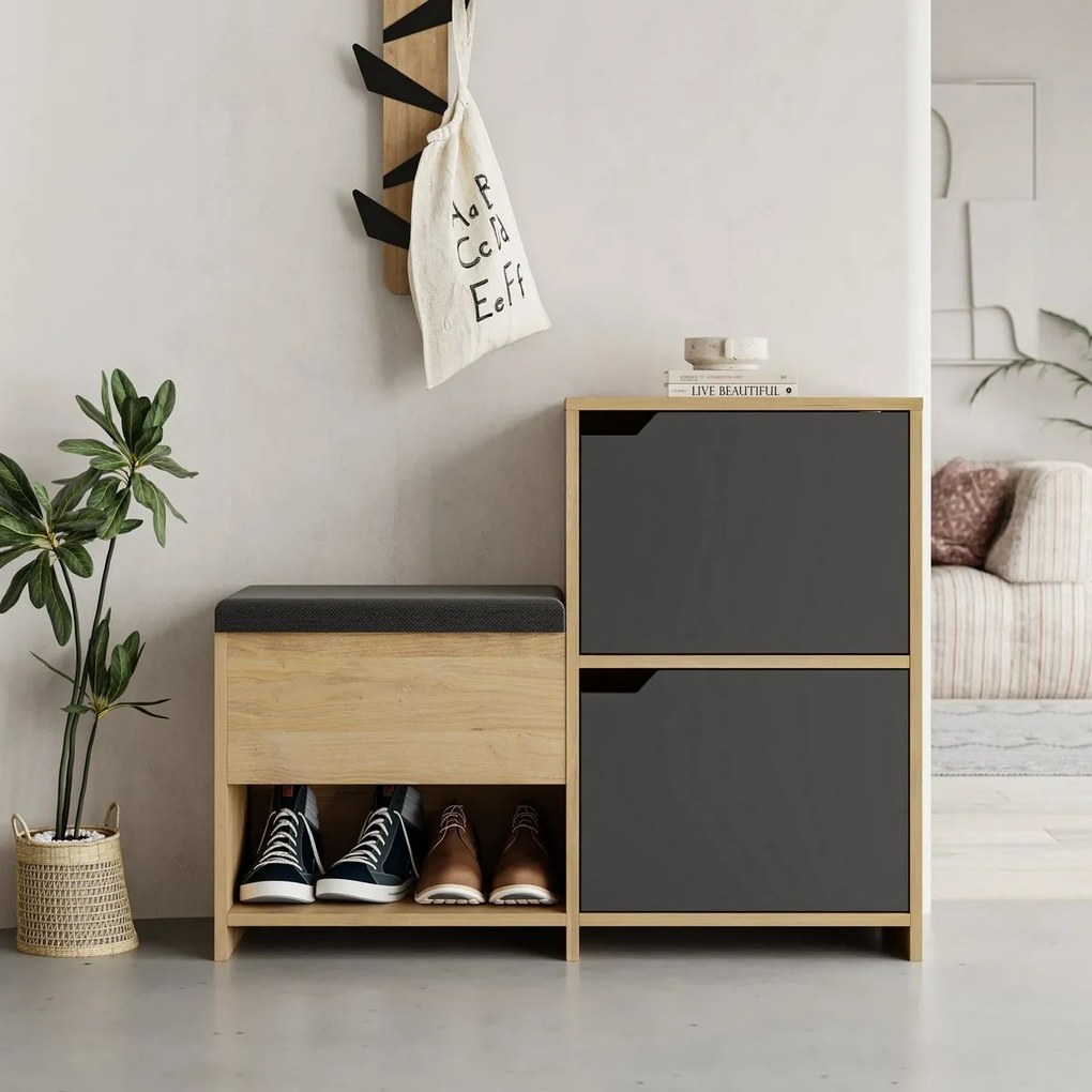Dulap pentru pantofi Haven Oak and Anthracite