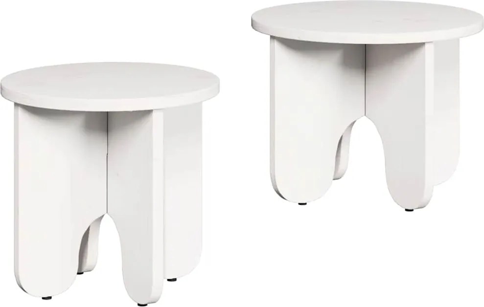 vidaXL Masă de cafea 2 pcs Alb Lemn masiv de pin