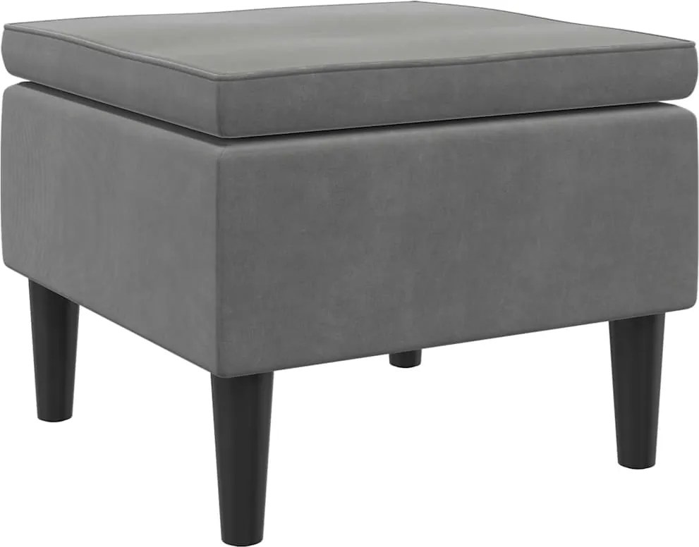 vidaXL Scaun cu picioare din lemn, gri închis, catifea