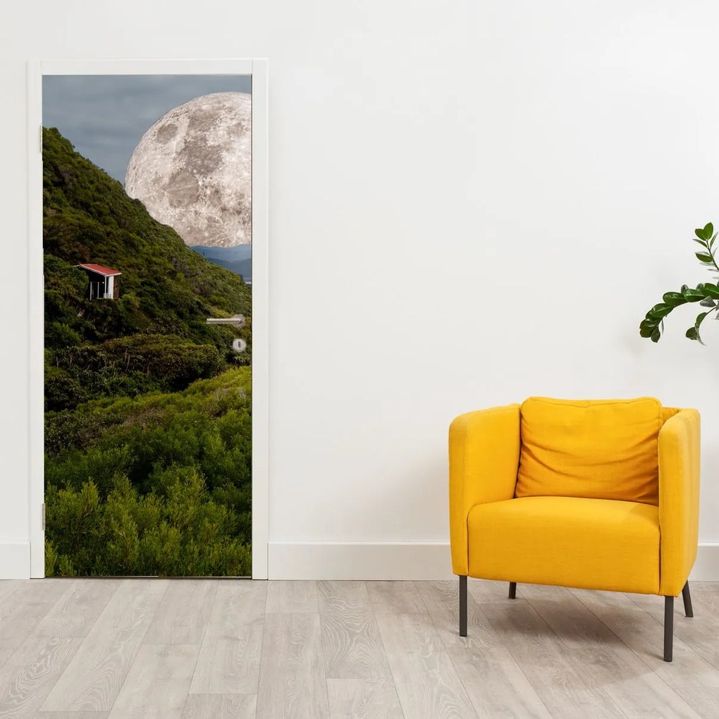 Fototapet pentru ușă - Peisaj cu lună (95x205cm)