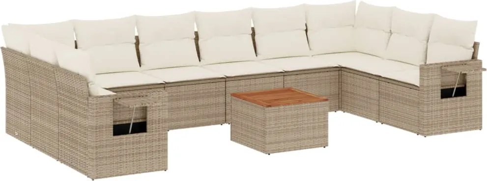 vidaXL Set canapele de grădină cu perne, 11 piese, bej, poliratan