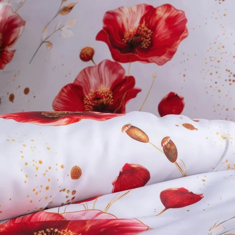 decoDoma Lenjerie de pat din microfibră POPPIES pat simplu