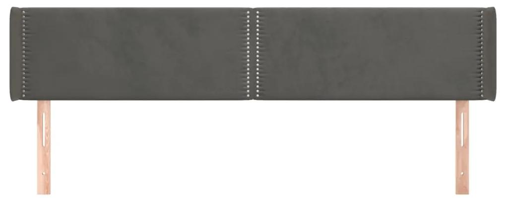 Tablie de pat cu aripioare gri inchis 183x16x78 88 cm catifea 1, Morke gra, 183 x 16 x 78 88 cm
