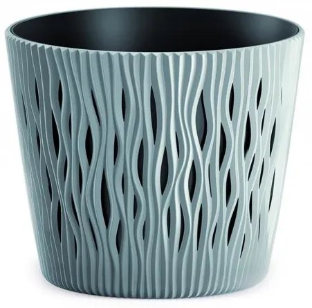 Ghiveci decorativ de flori, rotund 15.8x13.8 cm, albastru salvie, Sandy