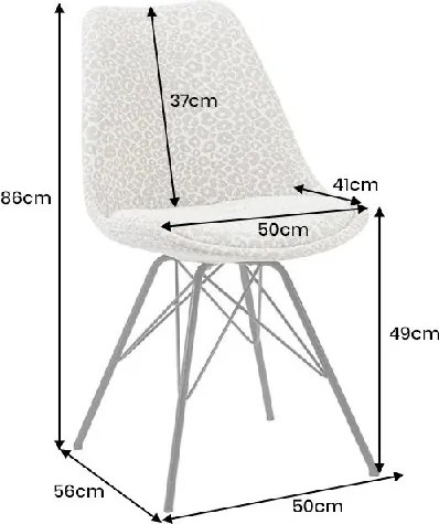 Set 4 scaune moderne Scandinavia imprimeu leopard bej-gri
