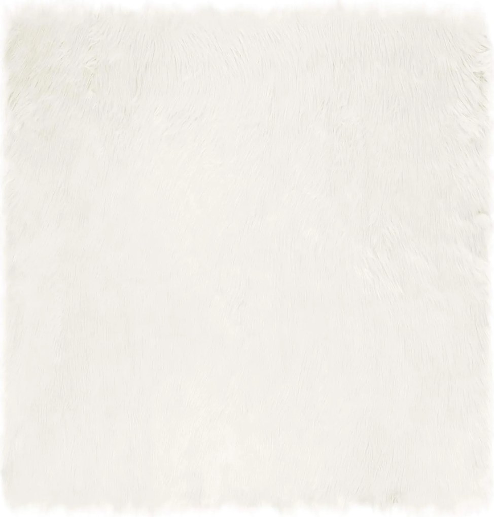 vidaXL Covor din Lână Faux Tafalla Alb 120 x 120 cm Poliester