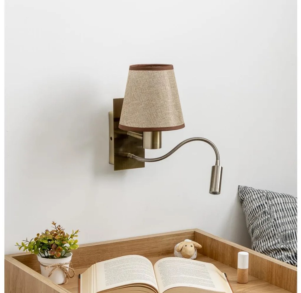 Lampă LED de perete Brilagi NUBILA 1xE27/25W/230V + LED/3W alamă/maro