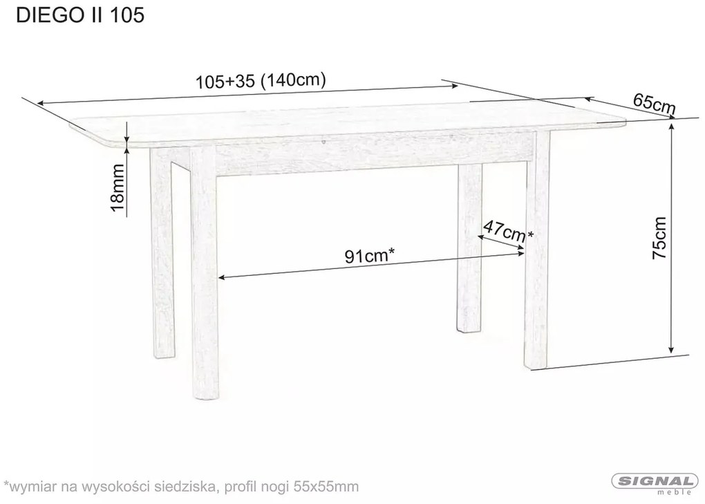 Masa extensibila Diego II 105 stejar sonoma L105-140xl65 cm