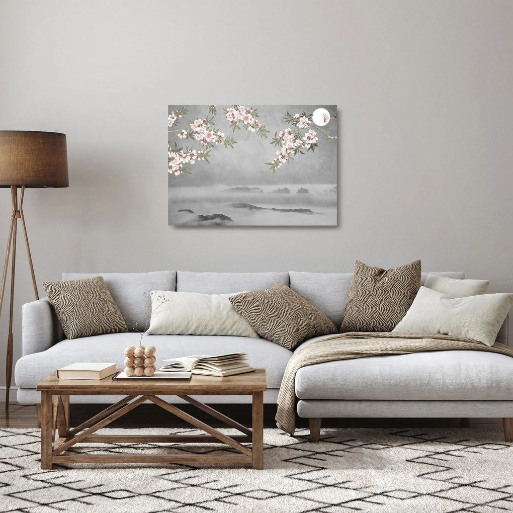 Tablou pe sticlă - Peisaj cu lună (70x50 cm)