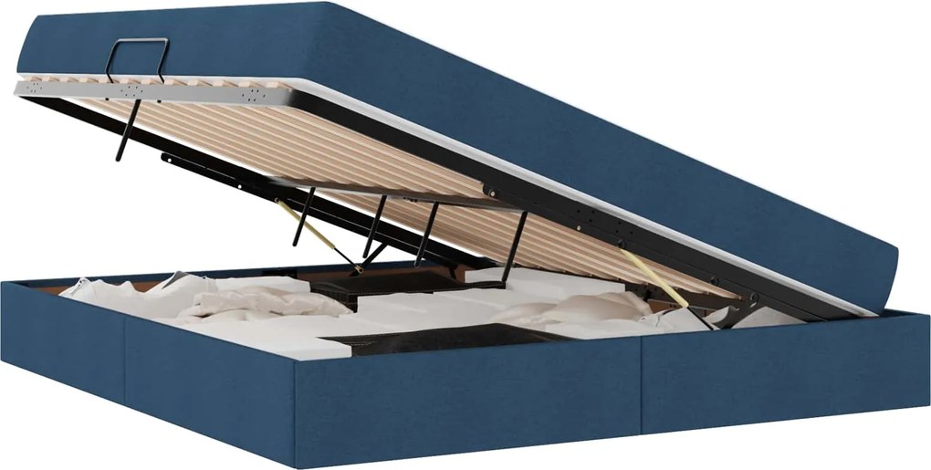 vidaXL Pat cu saltea și spațiu de depozitare albastru 180 x 200 cm